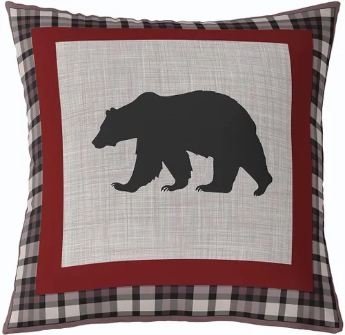 Vista 7 de Cartoon Bear Pillow Cover Cute Wild Animal Paw Print Cushion Cover for Kids Boys Girls Teens Jungle Pine Trees Silhouette Cabin Pillow Case for
