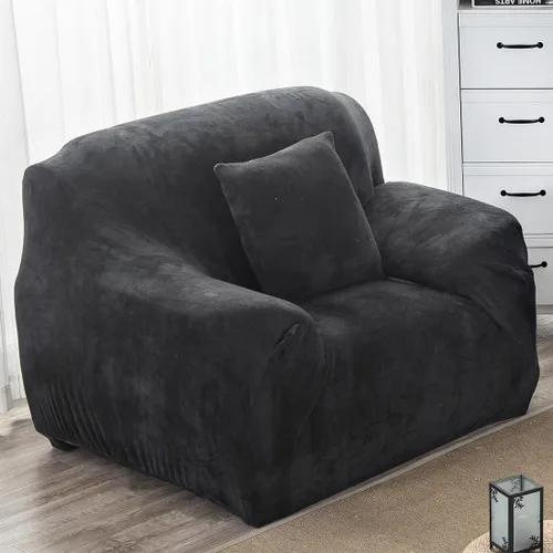 Vista 11 de vctops Funda elástica para sofá de 4 plazas de terciopelo de felpa, 1 pieza, con parte inferior elástica, protector de muebles suave y esponjoso