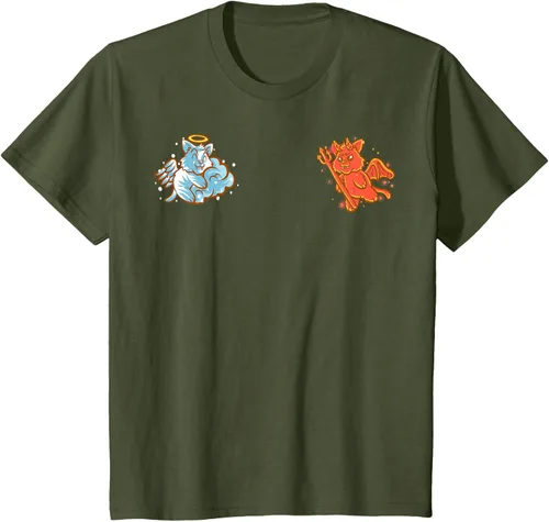 Vista 10 de Camiseta de gato ángel y diablo sentado en tu hombro Nerd Kitten, Negro