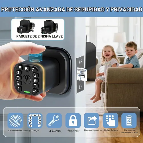 Vista 3 de Richelock IU53 Cerradura de puerta con huellas dactilares y teclado de doble cara, biométrica para todo clima, completamente impermeable con códigos