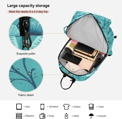 Vista 6 de Bolsa deportiva de tenis para mujer, bonita y resistente con diseño de dibujos animados, diseño de anémona, color verde azulado, para tenis