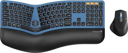 Vista 12 de ProtoArc Teclado y Ratón Inalámbrico Ergonómico, EKM01 Plus Combo de Teclado y Ratón Bluetooth Ergo de Tamaño Completo, Diseño Dividido