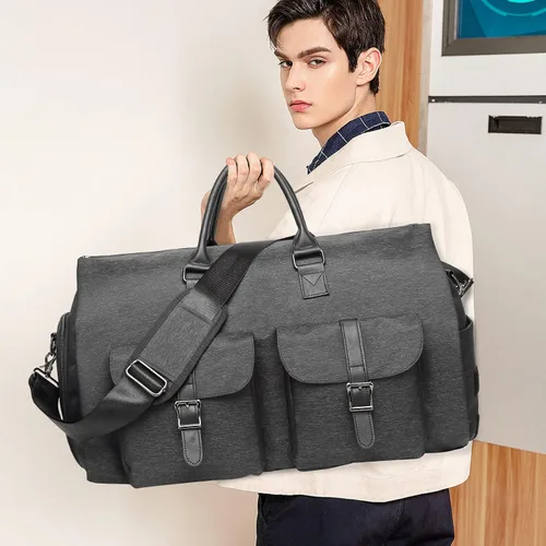 Vista 8 de seyfocnia Bolsas de ropa con ruedas, bolsa de ropa con ruedas, bolsa de ropa de viaje con compartimento para zapatos, bolsa de lona con ruedas
