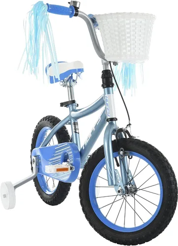 Vista 6 de Huffy Zazzle - Bicicleta para niña con ruedas de entrenamiento, serpentinas y cesta Azul claro