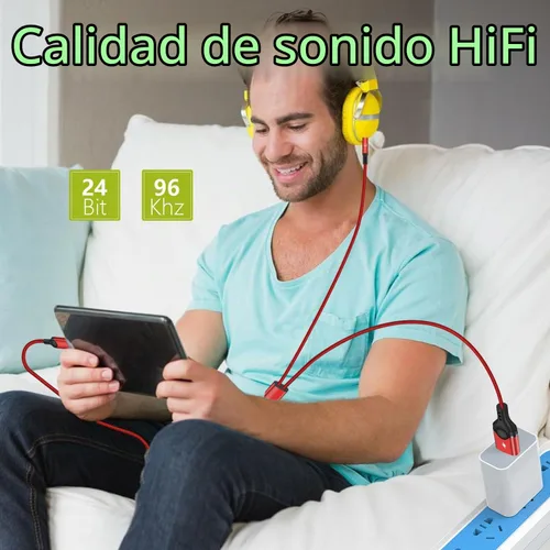 Vista 6 de Cable auxiliar USB C a 0.1 in con cargador, 2 en 1 USB C a 0.1 in Cable auxiliar estéreo para automóvil con carga PD de 18 W compatible con iPhone
