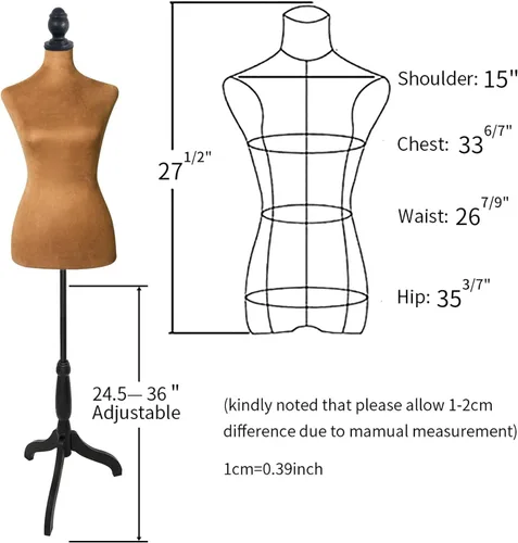 Vista 2 de YunHome - Vestido de medio cuerpo femenino con forma de maniquí de torso para ropa, altura de espuma para coser, maniquí desmontable marrón