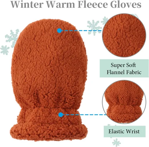 Vista 3 de Zsedrut Guantes de invierno para bebés y niños, guantes cálidos con forro polar para niños de 1 a 7 años