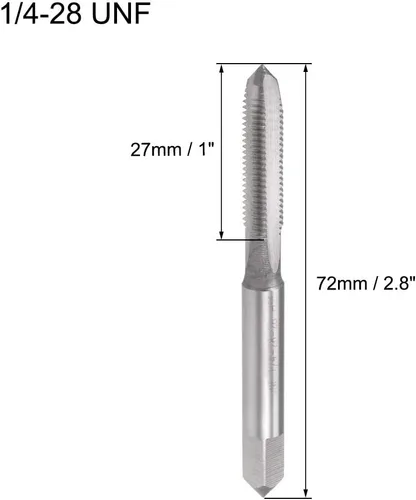 Vista 2 de uxcell Macho de la máquina 1/4-28 UNF Rosca 2B Tornillo de acero de alta velocidad roscado herramienta de roscado