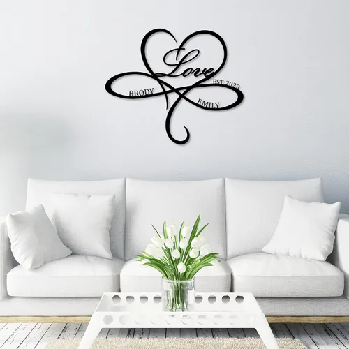 Vista 4 de Letrero de infinito personalizado con nombre, letrero de metal de infinito personalizado, letreros con nombre, decoración de pared, regalo
