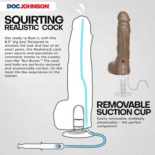 Vista 3 de Doc Johnson Bust It - Consolador realista FIRMSKYN con ventosa extraíble Vac-U-Lock - Compatible con máquina F y arnés - Solo para adultos, caramelo