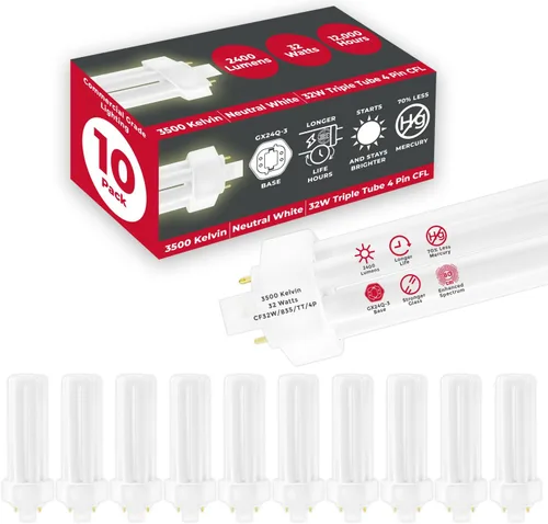 Vista 17 de GoodBulb Bombillas CFL de 13 W, base GX23 de 2 pines, 2700 K, blanco suave, 13 W, alto rendimiento, 800 lúmenes, bombillas fluorescentes compactas