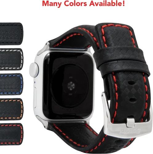 Vista 2 de Bandini Correa de cuero de fibra de carbono para hombre para Apple Watch de 1.732 in 1.772 in 1.654 in 1.614 in 1.575 in 1.496 in Ultra 1.929 in