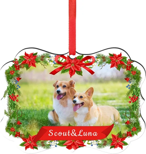 Vista 12 de Adornos de Navidad personalizados 2025, adorno de Navidad personalizado de doble cara, adorno de foto para árbol de Navidad para niños, mamá, papá