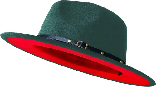 Vista 24 de Sombreros de ala ancha tipo Fedora para mujeres y hombres, sombrero de vestir de dos tonos, sombrero de fieltro tipo Panamá en dos tallas para Negro