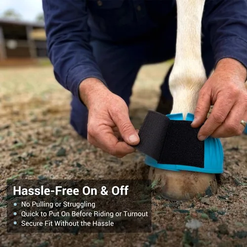 Vista 5 de Horse Bell Boots, Ballistic Rubber Overreach Boots Blue