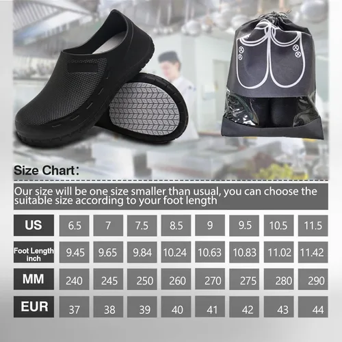 Vista 3 de Zapatos de chef para hombre, antideslizantes, a prueba de agua, zapatos de trabajo para hombre, cómodos zapatos de enfermería para jardinero