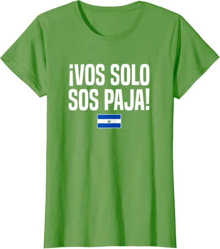 Vista 4 de Camiseta Vos Solo Sos Paja Salvadoran Slang Bandera de El Salvador, Negro