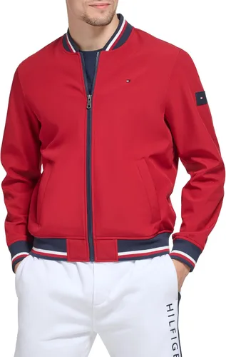 Vista 10 de Tommy Hilfiger Chaqueta bomber ligera Varsity de punto acanalado para hombre Verde militar