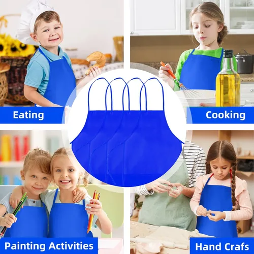 Vista 7 de CHRORINE Paquete de 6/12/24 Delantales de Pintura para Niños Pequeños Delantales de Arte para Niños Delantal de Pintura Bata para Pintura Cocina
