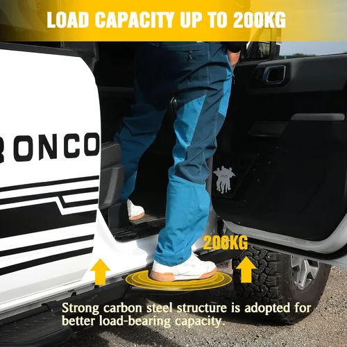 Vista 3 de JROAD Bronco - Estribos laterales compatibles con accesorios Ford Bronco 2021 2022 2023 2/4 puertas con riel de roca, acero al carbono