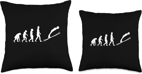 Vista 3 de Skispringen Wintersport Skifahren Schnee Piste Evolution Ski Jumping Throw Pillow, 16x16, Multicolor