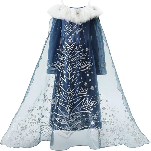 Vista 2 de knemmy Disfraz de Elsa para niña, vestido de Elsa, disfraz de princesa, disfraz de Halloween, fiesta de cumpleaños