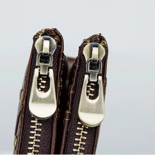 Vista 6 de XWWDP - Billetera multiusos de cuero antirrobo, cartera vertical multifunción con doble cremallera, monedero casual de moda