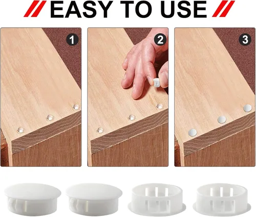 Vista 5 de 30 tapones blancos para agujeros – Tapones de plástico tipo empotrado de 1-1/4 pulgadas (1.260 in) a presión en tubo de orificio de bloqueo