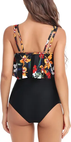 Vista 6 de Tankini Swimsuits for Women Two Piece Bathing Suits Ruffled Flounce Tankini Top with High Waisted Bottom Bikini Set