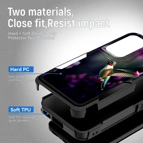 Vista 700 de Funda para Galaxy A14 5G, resistente de doble capa híbrida de policarbonato duro, goma suave, a prueba de golpes, funda protectora resistente