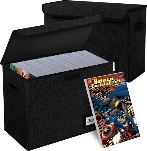 Vista 25 de Caja de Almacenamiento de Cómics, 15.8" X 7.8" X 11.8", Resistente Plegable Contiene 160-180 Cómics Contenedor Organizador Estante