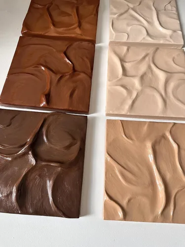 Vista 3 de Chocolate Chunks 3D Plaster Relief Wall Sculpture Tiles Acrylic, MDF Wood, Mixed Media,Abstract, Modern Design, Mix and Match (Caramel)