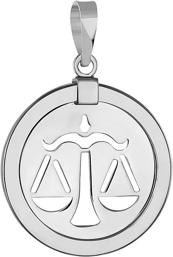 Vista 3 de 14k White Gold Reversible Round Zodiac Sign Medal Pendant