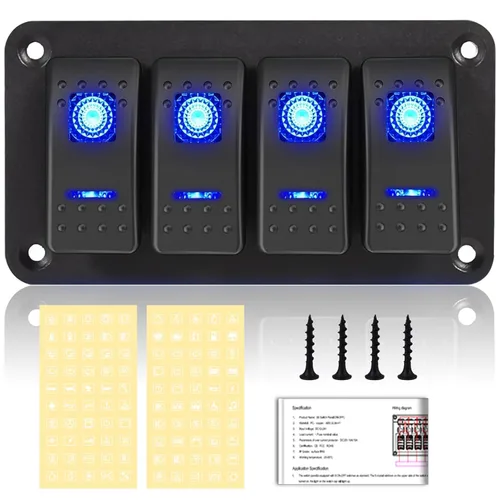 Vista 14 de Panel de Interruptor de Palanca de 3 Posiciones Impermeable de Aluminio, Panel de Interruptor Basculante de 12V/24V, Interruptor de Coche/Barco de 5