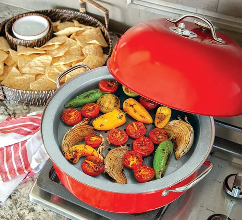 Vista 4 de Nordic Ware Ahumador de Hervidor para Estufa, Tamaño Completo, Rojo