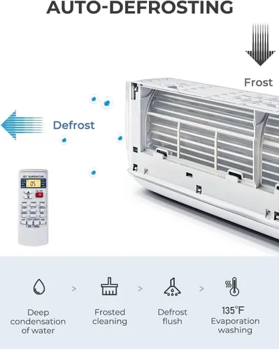 Vista 8 de SIMOE Mini sistema de aire acondicionado dividido y calefacción, 18000BTU, unidad de CA sin conductos montada en la pared 19 SEER con bomba de calor