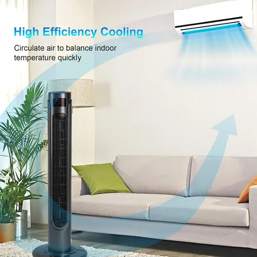 Vista 3 de Simple Deluxe Ventilador de torre oscilante eléctrico de 36 pulgadas con pantalla LED de control remoto y 3 velocidades, 3 modos, temporizador de 15