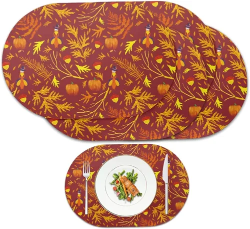Vista 23 de Corn Green Placemats Set of 2 12 x 18 Inch Leather Table Mats Seasonal Table Placemats Protector PU Desk Mat Heat Resistant Washable Easy Clean for