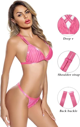 Vista 3 de ADSEXY Lingerie Set for Women Sexy Naughty Lace Mesh Underwear Exotic Fishnet Bra and Panty High Waisted 2 Piece Push Up