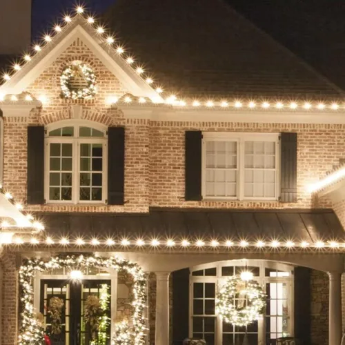 Vista 4 de TW SHINE Luces de Navidad C9, 100 luces LED de 66 pies para exteriores, con 8 modos de temporizador, impermeables, conectables para interiores