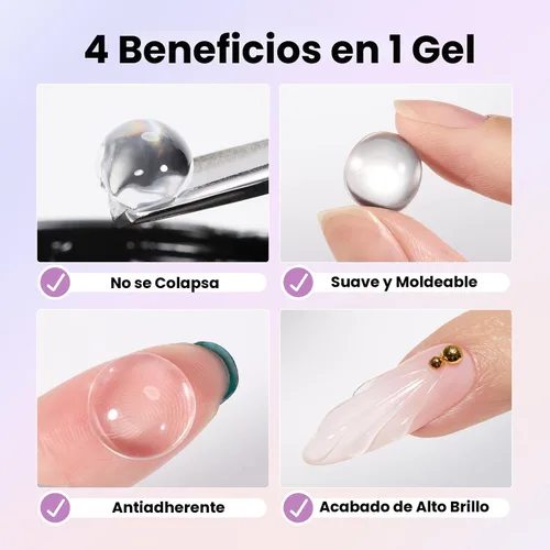 Vista 3 de Beetles - Gel de uñas sólido constructor, gel transparente 3D de 1.06 onzas para esculpir, gel de construcción de gel duro con polvo de uñas
