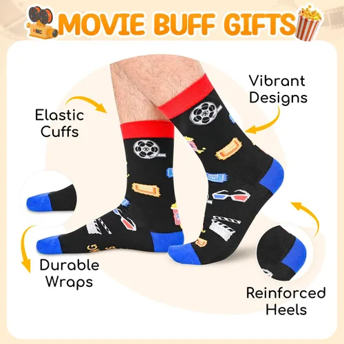 Vista 4 de Funny Socks for Men - Bowling Racing Poker Movie Lover Gifts for Teens No molestar película negro