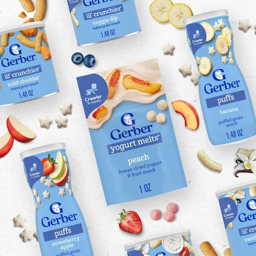 Vista 9 de Gerber Paquete variado de aperitivos de yogur para derretir etapa 3, paquete de 8