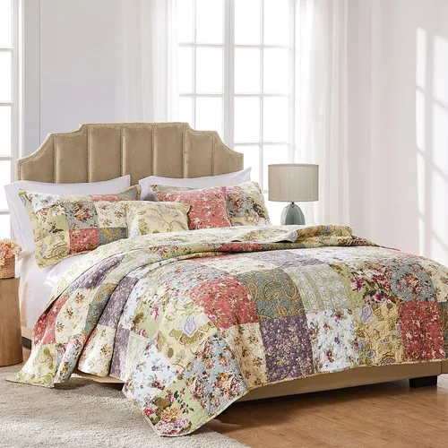 Vista 14 de Greenland Home Blooming Prairie Juego de Edredón de Retazos Autentico 100% Algodón, 2 Piezas Twin/Twin XL, Modelo: GL-0809CMST