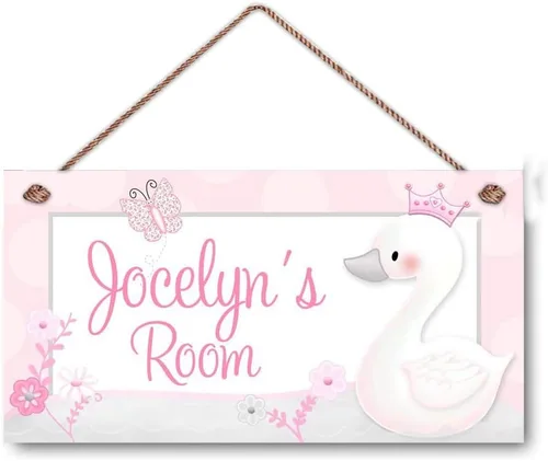Vista 6 de Letrero de puerta de perezoso floral con nombre personalizado, flores, dormitorio, cuarto de bebé, placa de madera colgante, decoración de pared