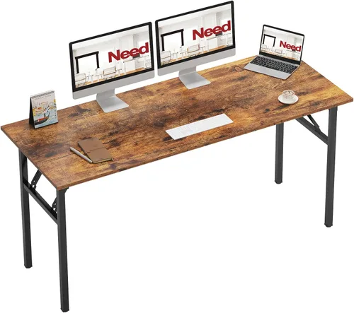 Vista 45 de Need - Escritorio plegable de 31 1/2" sin ensamblaje, mesa pequeña para computadora, escritorio robusto y resistente para espacios pequeños, marco