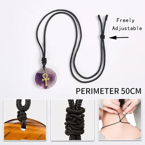 Vista 3 de NC - Collar de cruz de cristal natural egipcio para hombres y mujeres, correa de hombro ajustable