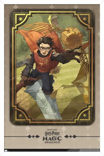 Vista 12 de Trends International Harry Potter: Magic Awakened - Póster de pared de Harry Quidditch, 22.4 pulgadas de largo x 14.7 pulgadas, versión enmarcada