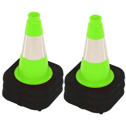 Vista 53 de OrangeStar 6 Pack 36" Conos de seguridad de tráfico, conos de estacionamiento verdes con collar reflectante, conos de construcción con base