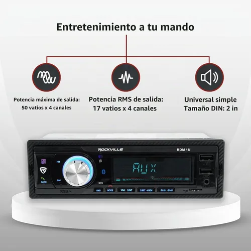 Vista 2 de Rockville RDM18 V2 in-Dash Coche Digital Medios Bluetooth AM/FM/MP3